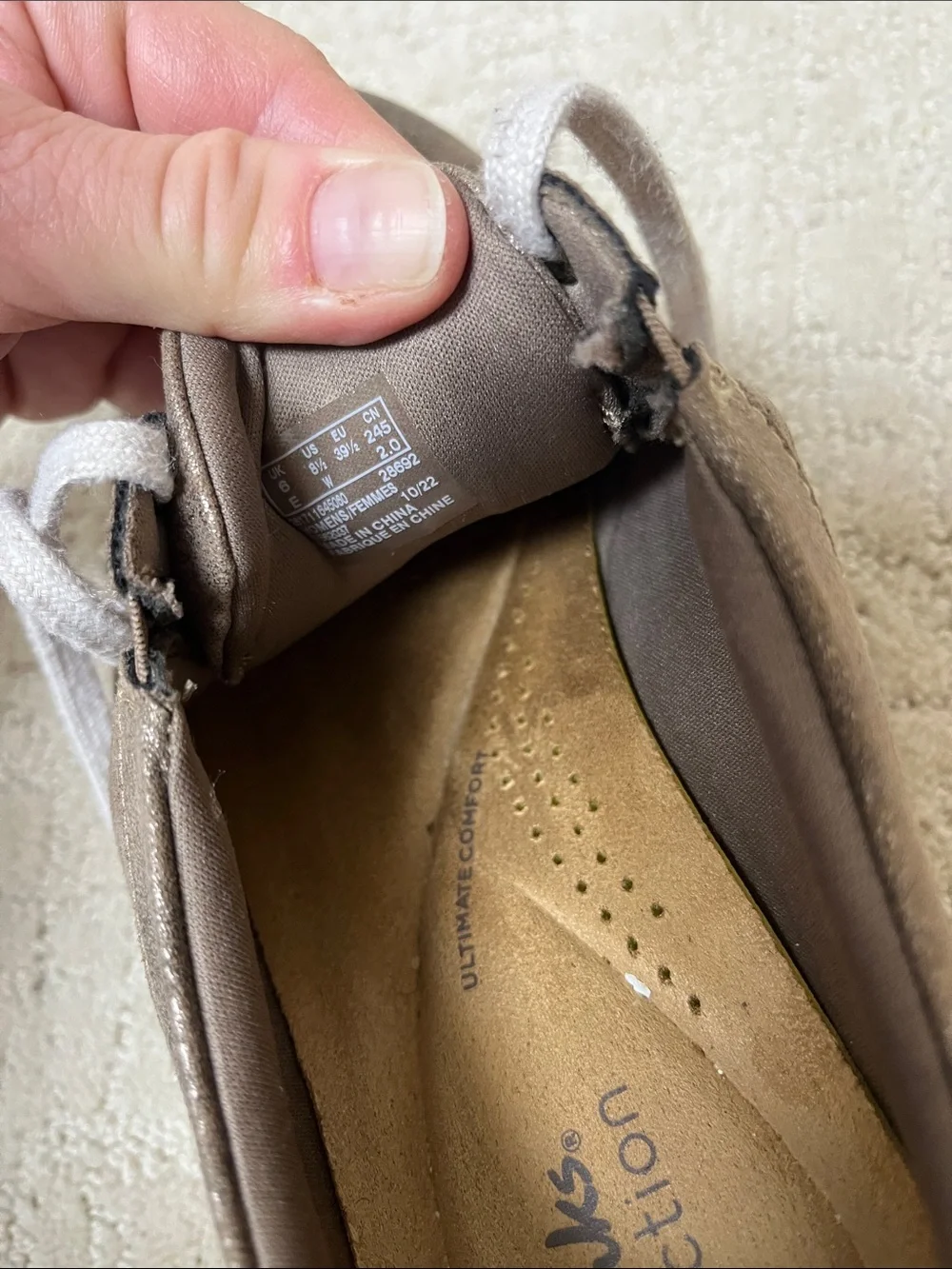 Clarks Metallic Taupe Lace-Up Sneakers with White Laces
